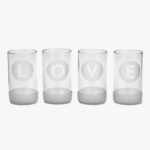 Ποτήρια Ψηλά Γυάλινα Διάφανα 'L-O-V-E' – 4τεμ | Pandia Shop
