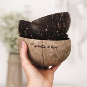 Μπολ Καρύδας Ανάγλυφο 'Eat Healthy, Eat Happy' Large - Zero Waste προϊόντα