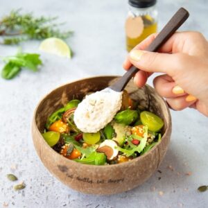 Μπολ Καρύδας Ανάγλυφο 'Eat Healthy, Eat Happy' Large - Zero Waste προϊόντα | Pandia Shop