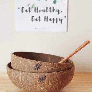 Μπολ Καρύδας Ανάγλυφο 'Eat Healthy, Eat Happy' Large - Zero Waste προϊόντα