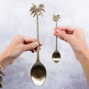 Μπρούτζινο Κουτάλι Παγωτού Και Δημητριακών Vintage Με Κοκοφοίνικα