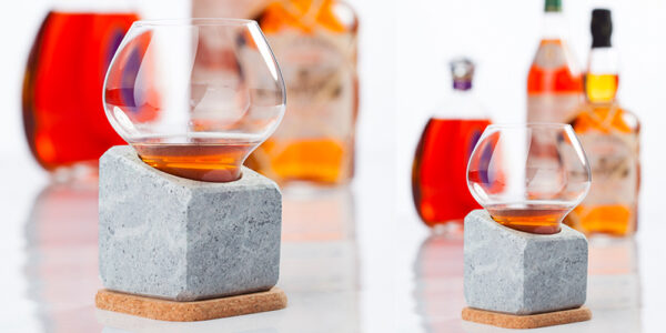 Whiskey Glass With Stone Cooler And Cork Stand Brown Spirits Cooler | Pandia Shop