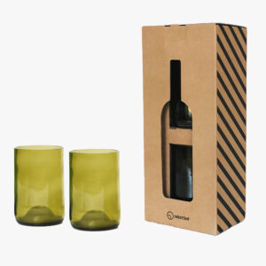 Ποτήρια Κεχριμπάρι Από Ανακυκλωμένα Μπουκάλια Κρασιού – 2τεμ