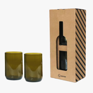 Ποτήρια Λαδί Από Ανακυκλωμένα Μπουκάλια Κρασιού – 2τεμ
