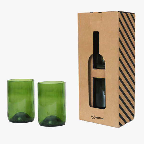 Ποτήρια Πράσινα Από Ανακυκλωμένα Μπουκάλια Κρασιού – 2τεμ