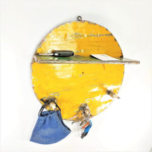 Κρεμάστρα Τοίχου Με 3 Άγκιστρα Και Ράφι Από Βαρέλια Πετρελαίου Και Μπουζί - Διακόσμηση σπιτιού - upcycle - zero waste προϊόντα