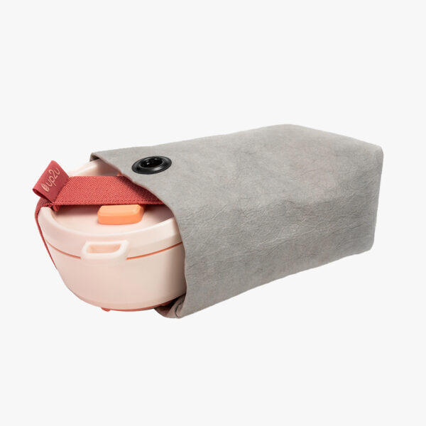 Collapsible cup pouch - foldable cup - Gray color - Eco leather