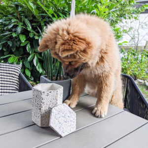 Διακοσμητικό Κουτί Εξάγωνο Skive Large - Μπεζ χρώμα με μωσαϊκό σχέδιο - Διαστάσεις 12 x 10.5 x 15.8 cm - Χειροποίητο - zero waste προϊόντα | Pandia Shop