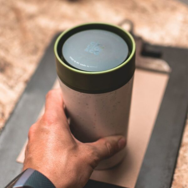 Reusable Coffee Cup Made From Single-Use Paper Cups Cream & Honest Green 355ml