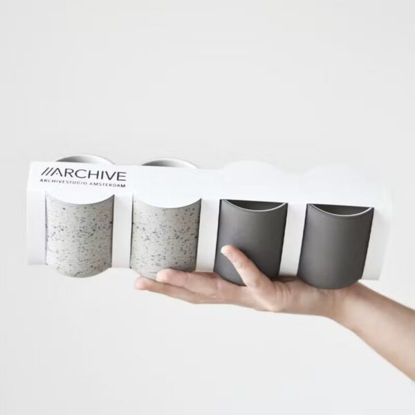 Κούπες Κεραμικές Χειροποίητες Σκούρο Γκρι Μπεζ με πιτσιλιές 4τεμ - zero waste προϊόντα